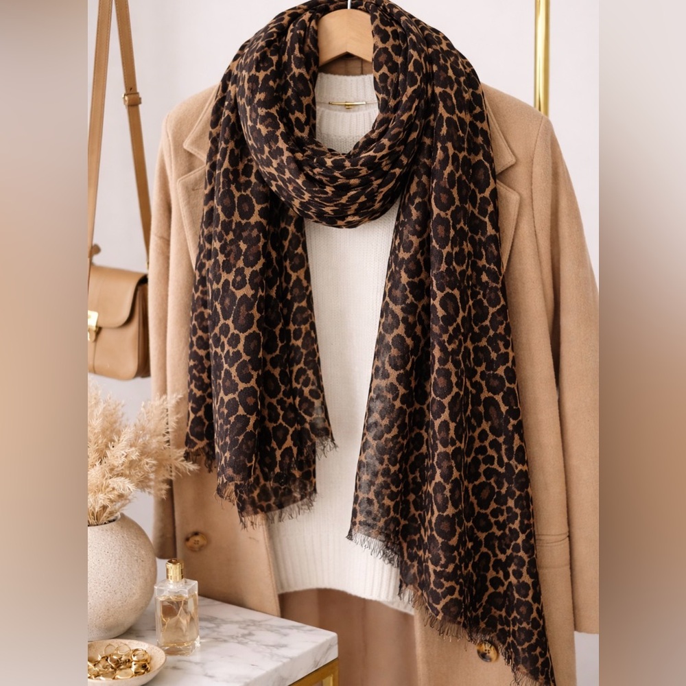 J. Crew Brown Leopard Print Scarf